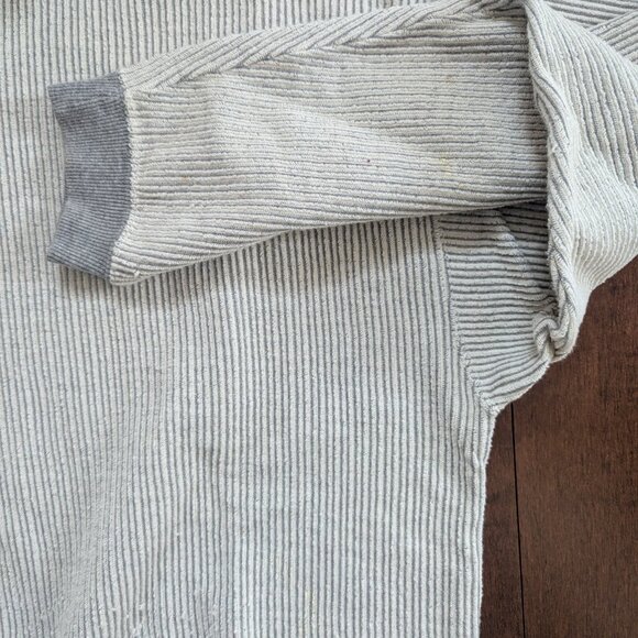 GREY RIBBED KNIT VINTAGE QUARTER ZIP SWEATSHIRT - Picture 3 of 3